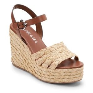 Prada Raffia Woven Espadrille Sandal in Beige